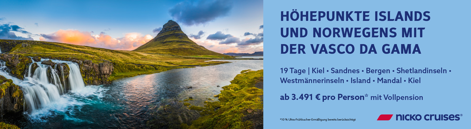 Höhepunkte Islands und Norwegens mit der Vasco da Gama. 19 Tage, Kiel: Sandnes, bergen, Shetlandinslen, Westmännerinseln, Island, Mandal, Kiel.