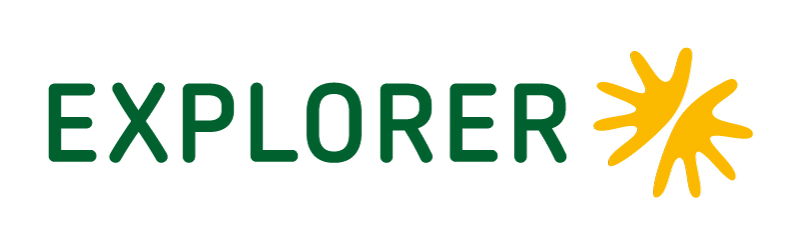 Logo-EXPLORER-horizontal-RGB_800x244 In grüner Schrift geschrieben "EXPLORER" mit einer Sonne dahinter