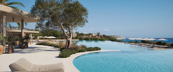 Das Hotel Ananea Rocrita bietet von seinen Suiten aus einen unbeshreiblich schönen Blick über die freie Poolanlage direkt zum Meer.